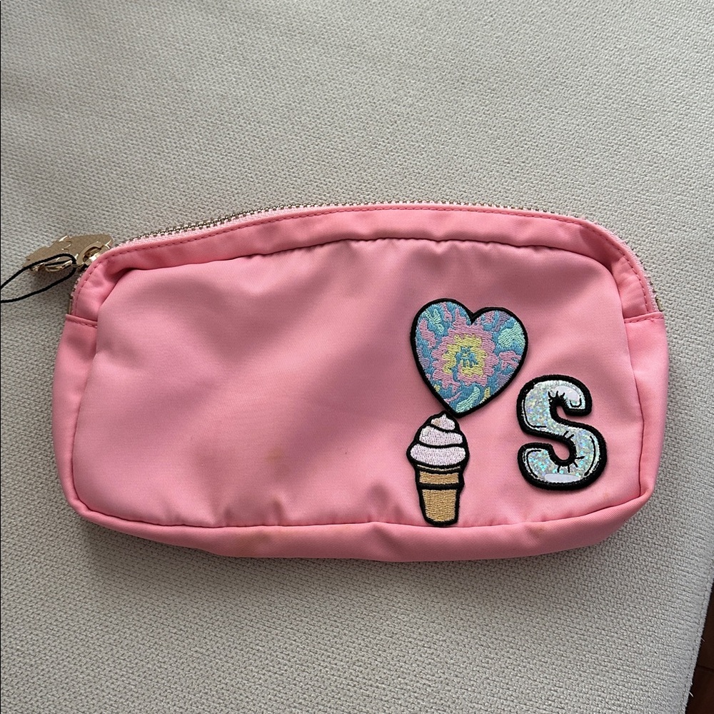 Stoney Clover Lane Pink Zippered Cosmetic Bag 3 Patch Nwt View 3